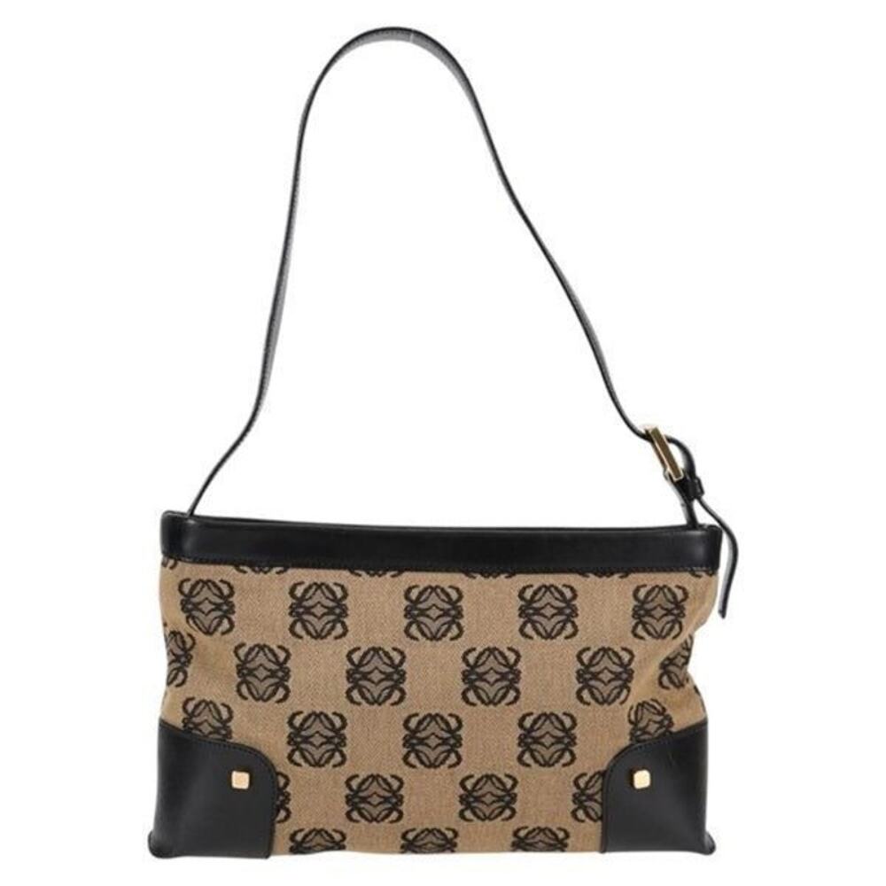 Loewe Anagram Canvas Shoulder Bag Beige